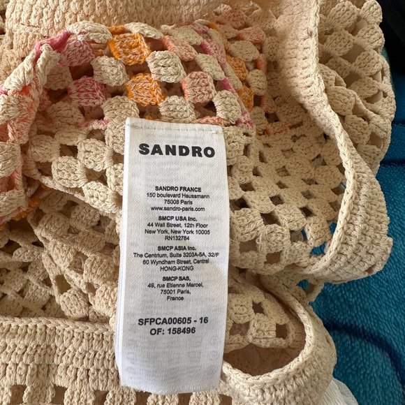 sandro sacramento crochet cardigan knit luke button down collared crop top - Picture 10 of 12